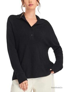 100% Merino Wool Polo Sweater Half Button Argyle Pullover